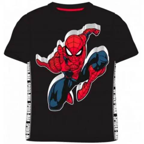 Kort Spiderman t-shirt i sort med stort Spiderman motiv
