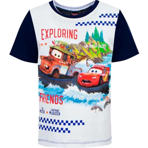 Disney Cars t-shirt kort blå hvid
