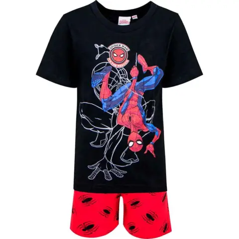Spiderman kort pyjamas sort rød