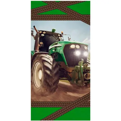 Badehåndklæde med grøn traktor 70x140