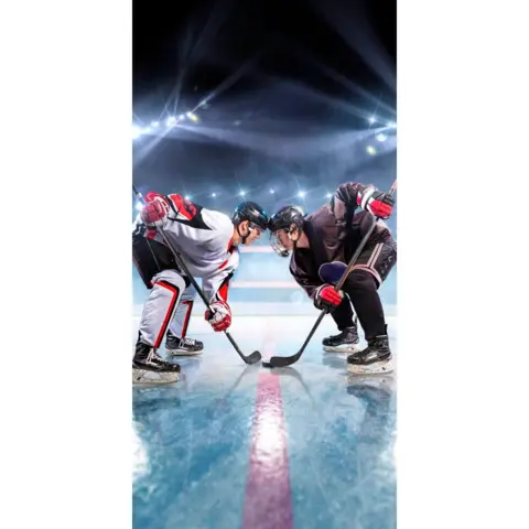 Ishockey badehåndklæde 70 x 140 cm i bomuld