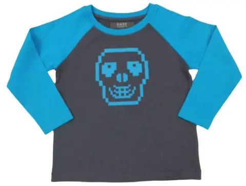 T-shirt langærmet grå med dødninghoved - bombiBitt