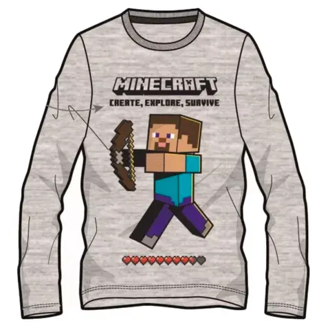 Minecraft langærmet t-shirt grå