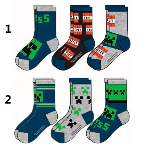 Minecraft sokker 3-pak i 2 varianter