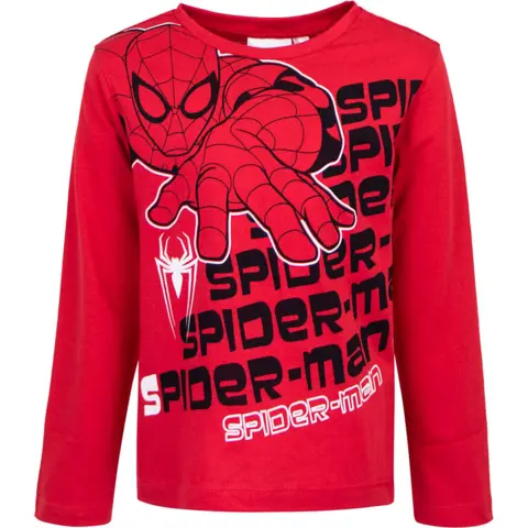 Spiderman t-shirt langærmet i rød med stort motiv