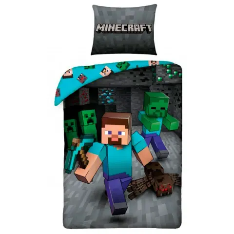 Minecraft sengesæt med Steve 140 x 200 cm