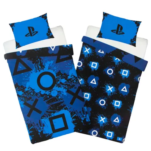 PlayStation sengetøj 140 x 200 cm i Arty blå 2-sidet