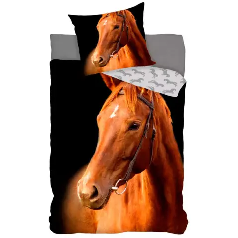 Heste sengesæt 140 x 200 brun