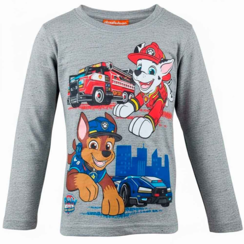 Paw-Patrol-t-shirt-med-Chase-og-Marshall.
