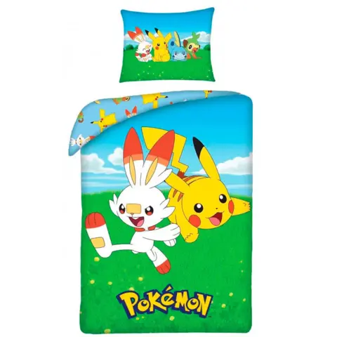 Pokemon sengetøj 140x200 med Pikachu og Scorbunny
