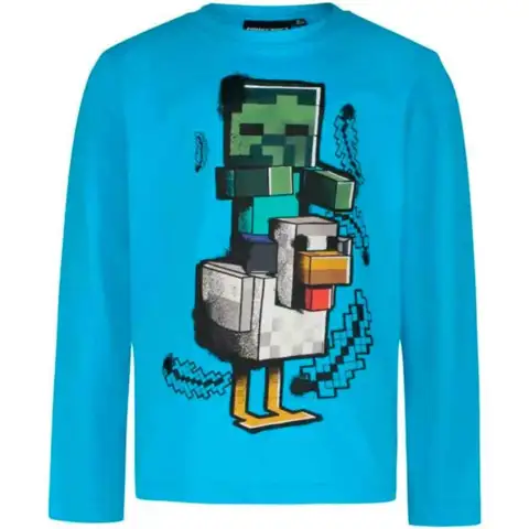 Minecraft blue duck t-shirt langærmet