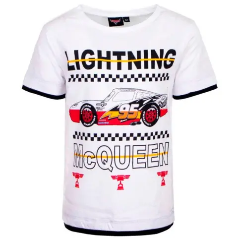 Disney Cars t-shirt hvid kort Lightning McQueen