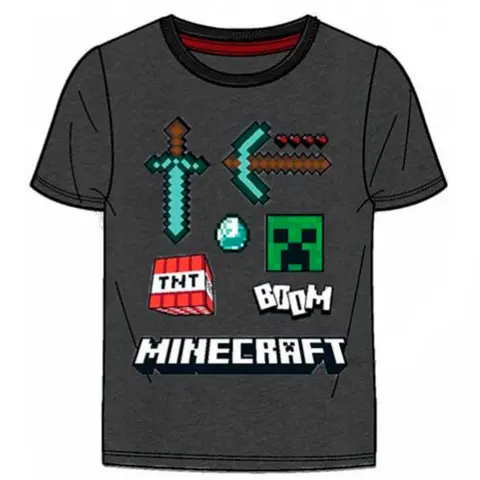 Minecraft-T-shirt-kortærmet-mørkegrå