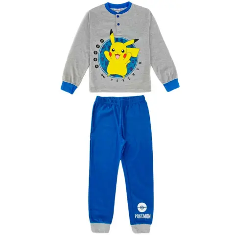 Pokemon-Pikachu-pyjamas-grå-blå
