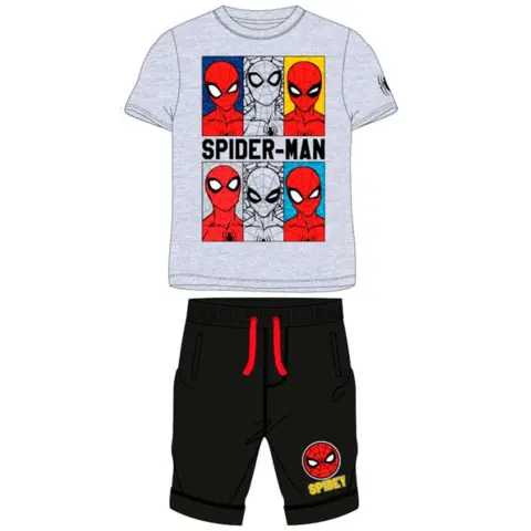 Spiderman-sommersæt-t-shirt-shorts-grå-sort