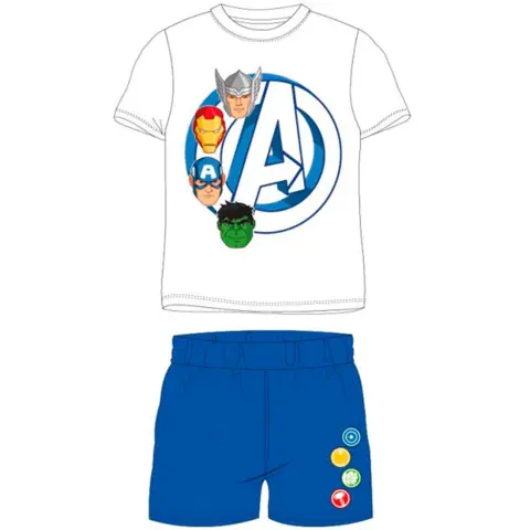 Marvel-Avengers-kort-pyjamas-hvid-blå