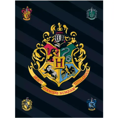 Harry-Potter-Fleece-Tæppe-100-x-140-Four-Houses