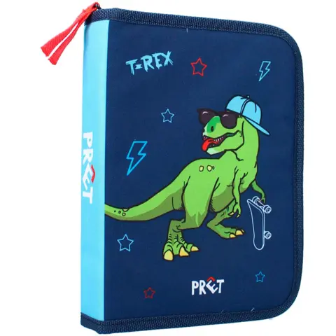 T-Rex-penalhus-blå-med-indhold