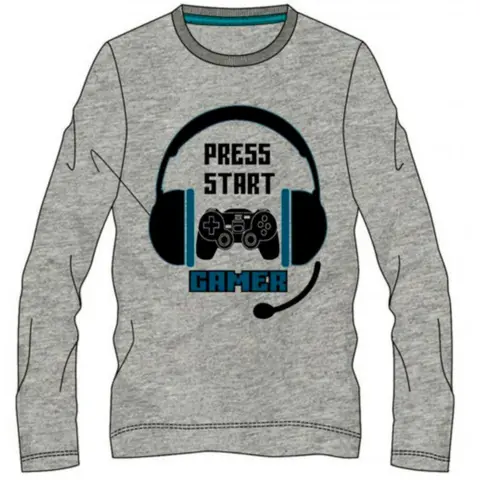 Gamer-T-shirt-Grå-Press-Start