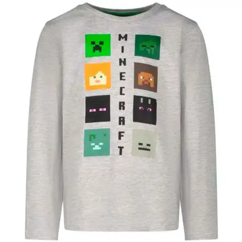 Minecraft-t-shirt-langærmet-grå-characters