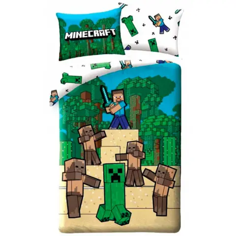Minecraft-sengetøj-140-x-200-Steve-Battle