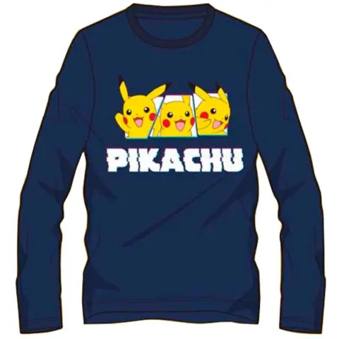 Pokemon-t-shirt-langærmet-navy-Pikachu