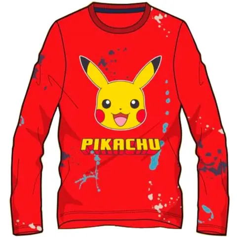 Pokemon-Pikachu-T-shirt-langærmet-rød