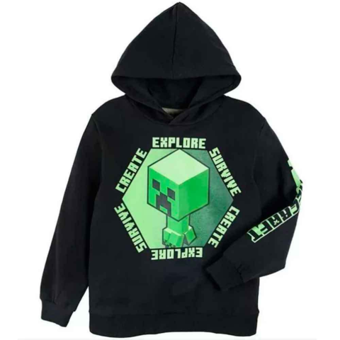 Minecraft-Hættetrøje-Sort-Glow-in-the-Dark