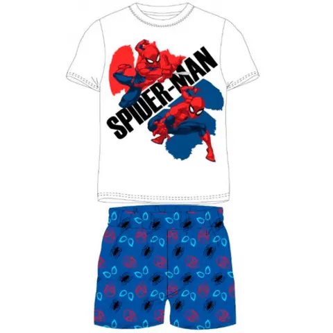Spiderman-sommerpyjamas-hvid-blå