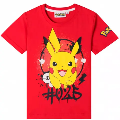 Pokemon-t-shirt-kortærmet-Pikachu-rød