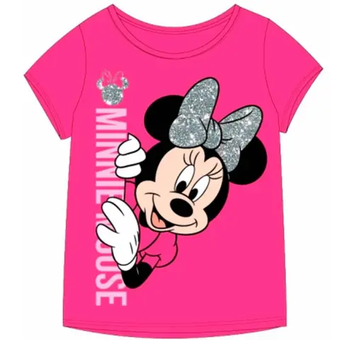 Minnie-Mouse-t-shirt-kortærmet-pink-silver