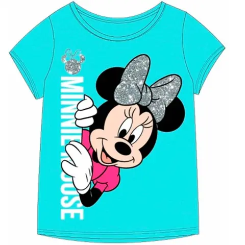 Minnie-Mouse-kort-t-shirt-turkis-silver