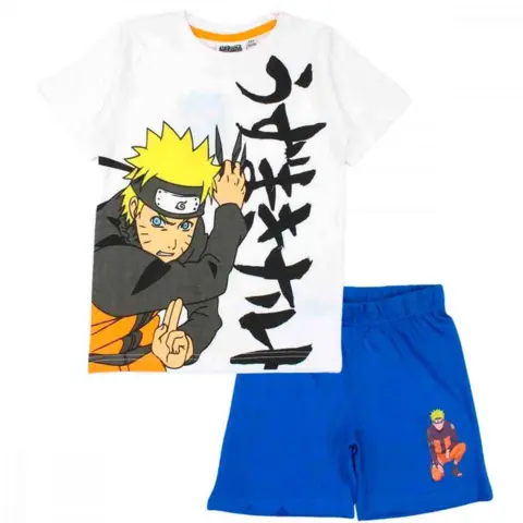 Naruto-Pyjamas-kort-hvid-blå