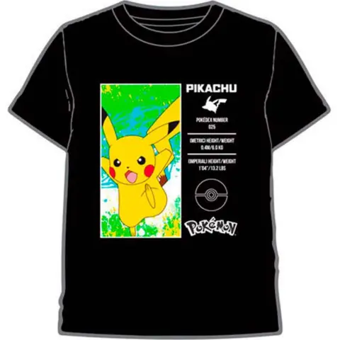 Pokemon-Pikachu-t-shirt-sort-str.-6-14-år