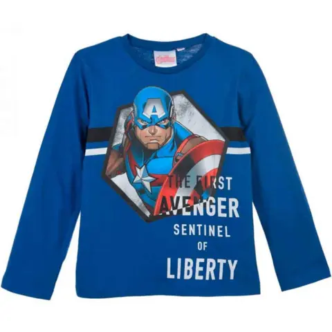 Captain-America-Avengers-t-shirt-langærmet-blå