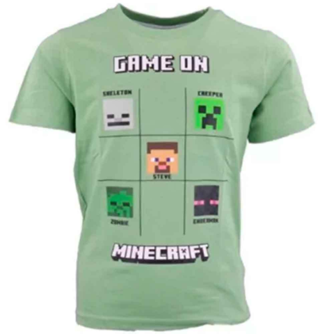 Minecraft-t-shirt-kortærmet-grøn-6-12-år-Game-On