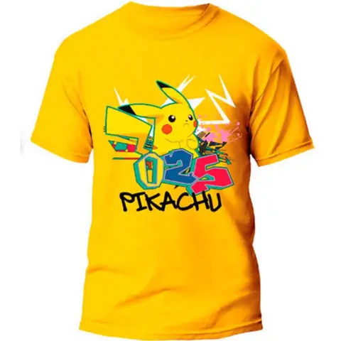 Pokemon-kortærmet-t-shirt-gul-str.-10-16-år