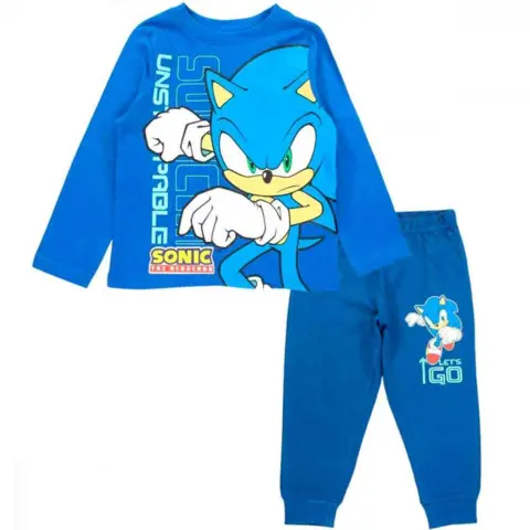 Sonic-Pyjamas-Blå-Navy-med-Sonic-str.-2-8-år