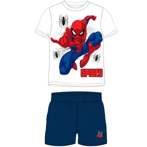 Spiderman-kort-pyjamas-hvid-navy-str--4-9-år