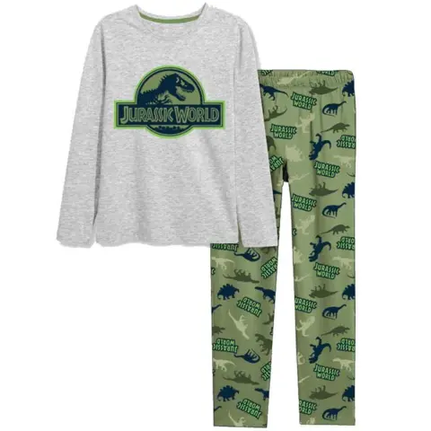 Jurassic-World-pyjamas-grå-grøn-str.-4-8-år