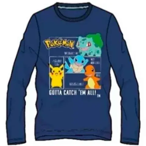 Pokemon-t-shirt-langærmet-navy-str.-6-12-år