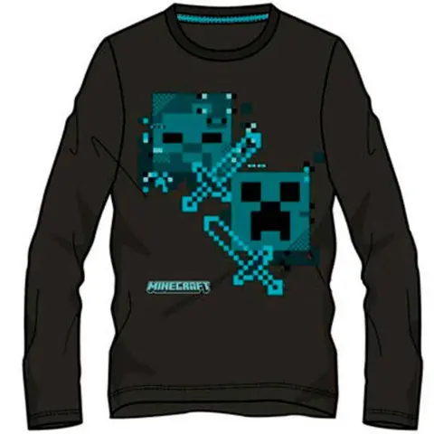 Minecraft-t-shirt-langærmet-sort-str.-6-12-år