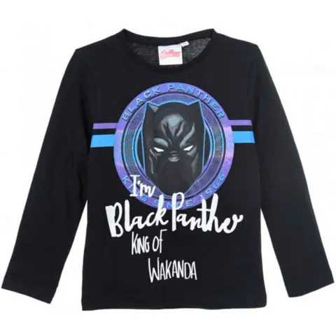 Avengers-t-shirt-sort-Black-Panther-str.-4-10-år