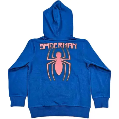 Spiderman-hættetrøje-med-edderkop-motiv.