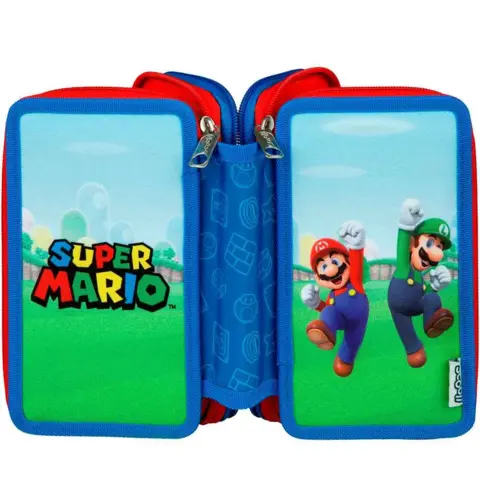 Super-Mario-tredobbelt-penalhus-blå-rød