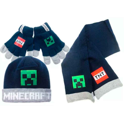 Minecraft Vintersæt Hue Vanter Halstørklæde 54-56