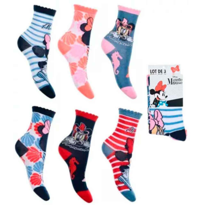 Minnie Mouse Strømper 3-pak Ocean str. 23-34