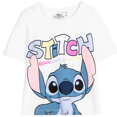 Lilo og Stitch T-shirt Kortærmet Hvid 6-14 år