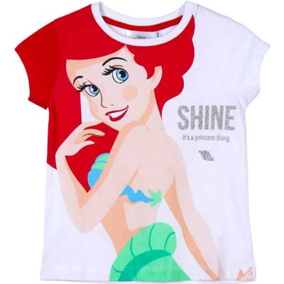 Disney Princess Ariel T-shirt Kortærmet Hvid 3-8 år