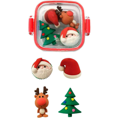 Julefigurer Viskelæder 4-stk i Dåse med låg